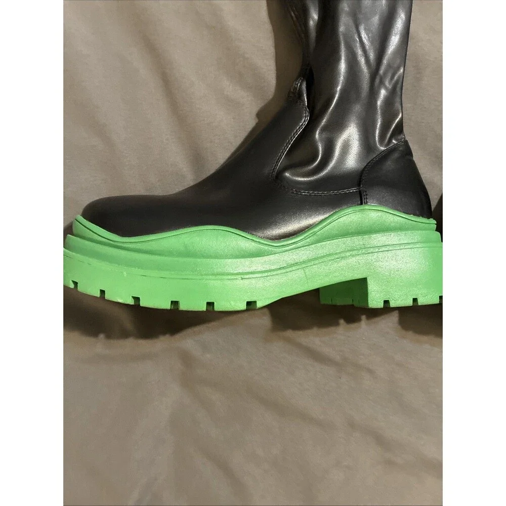 Azalea Wang Centerpiece Women Over Knee High Black And Green Boots Size 8.5